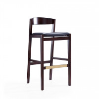 Manhattan Comfort BS014-BK Klismos 40.75 in. Black and Dark Walnut Beech Wood Barstool